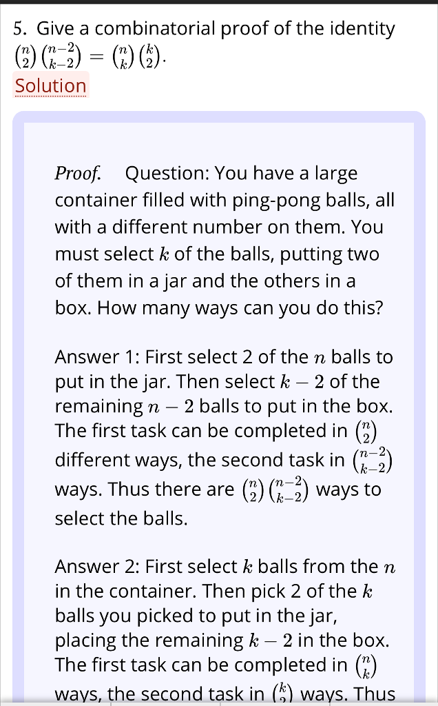 Solved 5. Give A Combinatorial Proof Of The Identity | Chegg.com