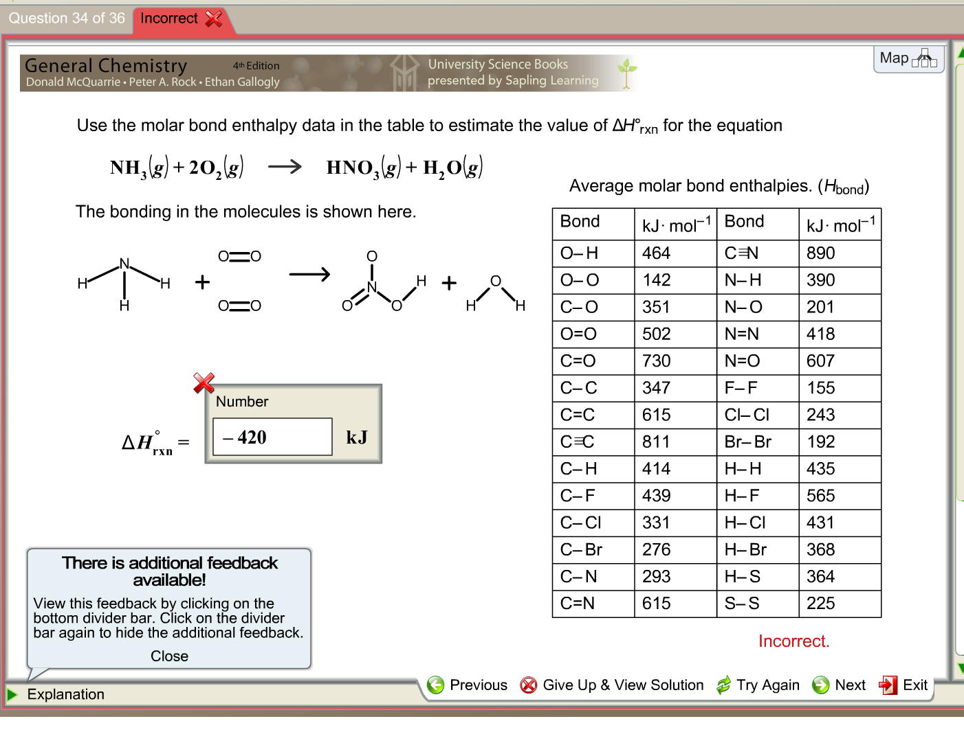 Solved Use the molar bond enthalpy data in the table to Chegg