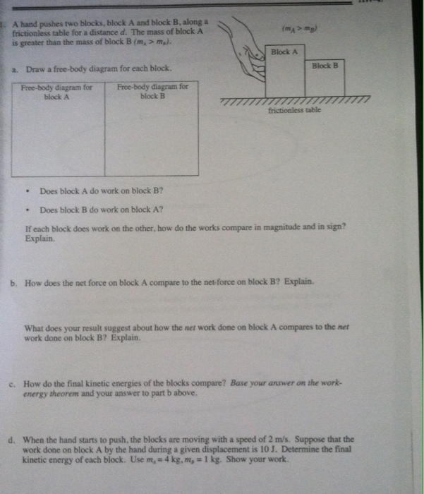 solved-a-hand-pushes-two-blocks-block-a-and-block-b-along-chegg