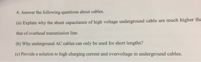 Solved Answer the following questions about cables. (a) | Chegg.com