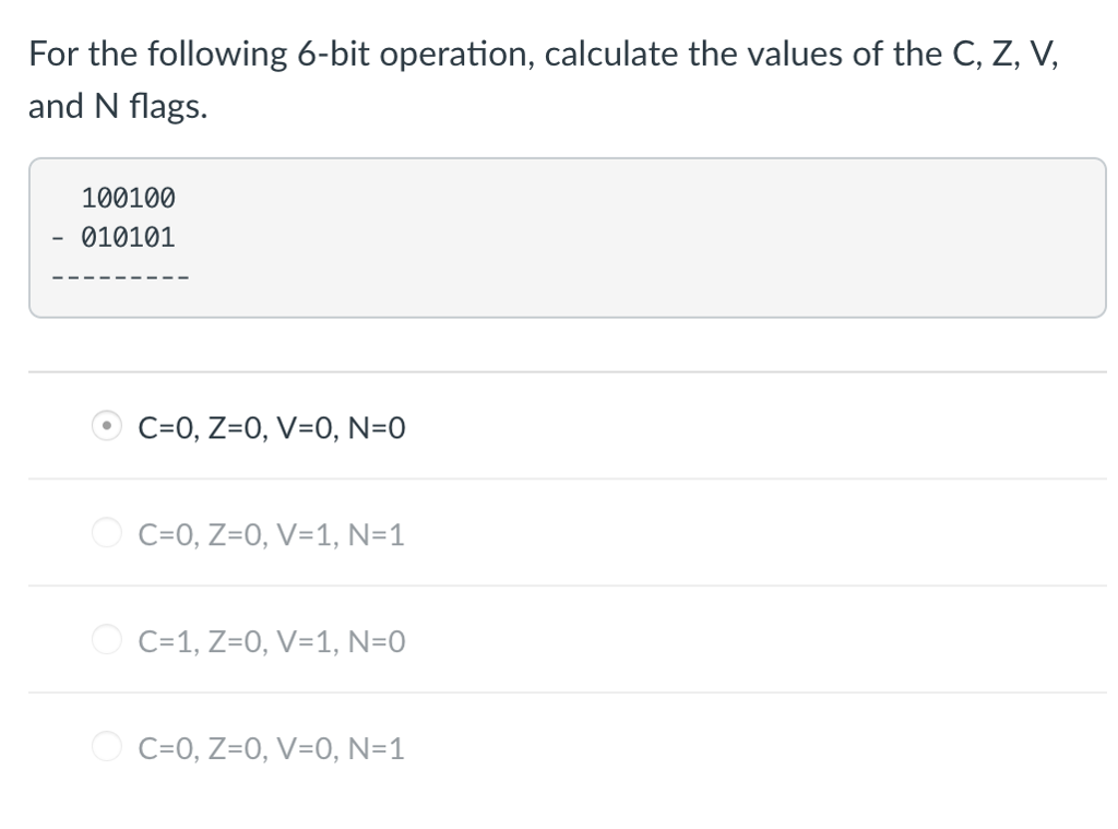 Solved For The Following 6-bit Operation, Calculate The | Chegg.com