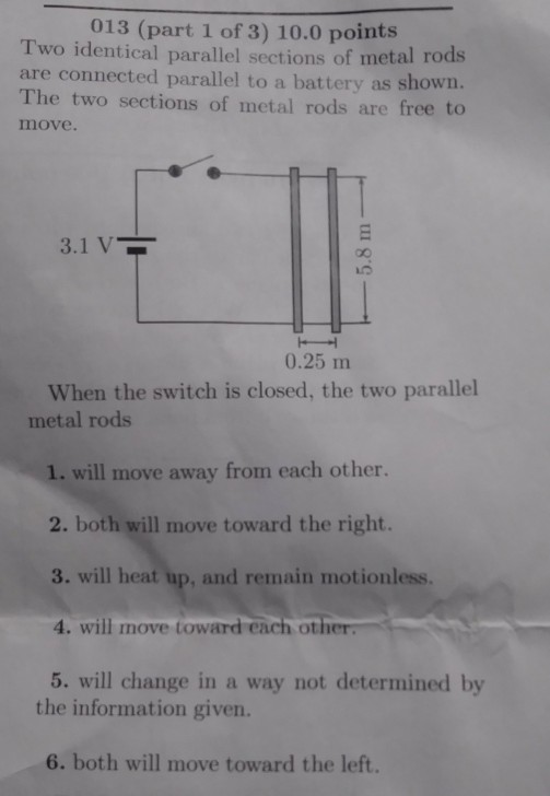 Solved 013 (part 1 of 3) 10.0 points Two identical parallel | Chegg.com