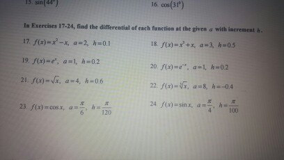 Solved 5. sin(44 16. cos(31) 16 cos(31) In Exercises 17-24, | Chegg.com