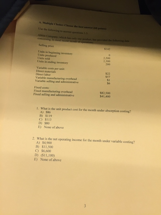 Solved A Multiple Choice Choose The Best Answer 60 Chegg