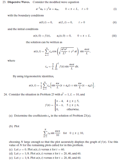 Solved 23. Dispersive Waves. Consider the modified wave | Chegg.com