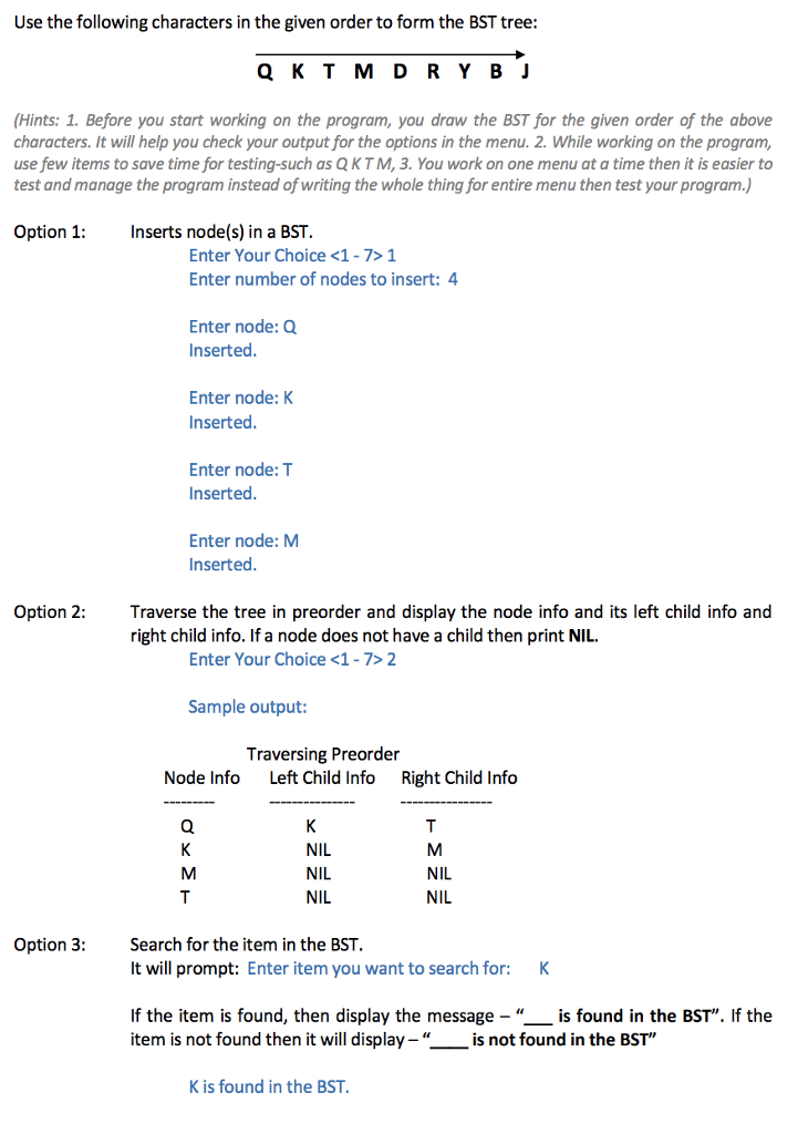 Solved Write A Program In C++ To Create A Binary Search Tree 