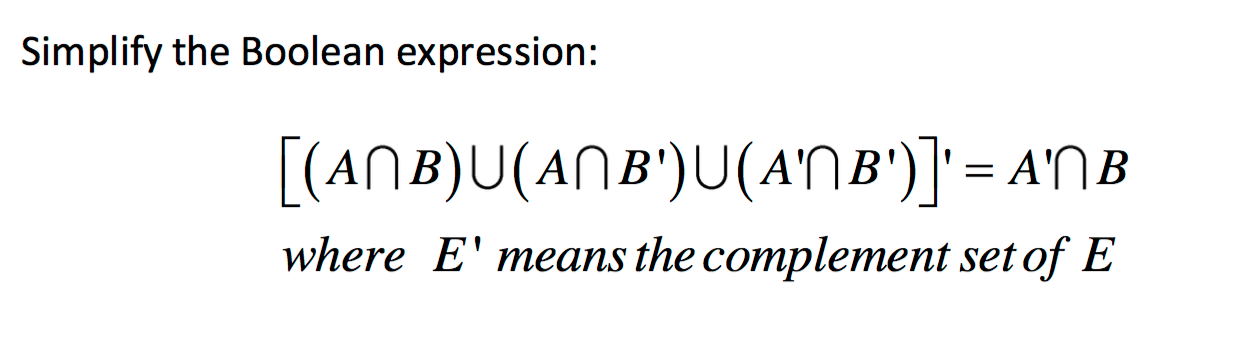 Solved Simplify The Boolean Expression: [(A B) (A B') (A' | Chegg.com