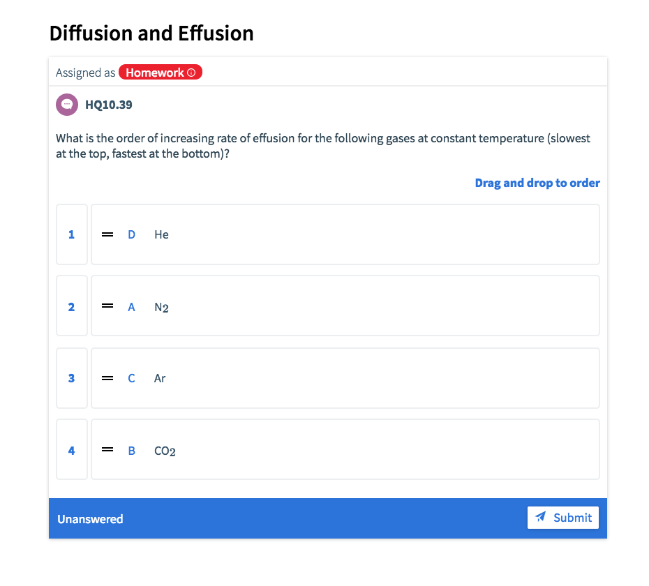 Solved Diffusion and Effusion Assigned as Ho mework O | Chegg.com