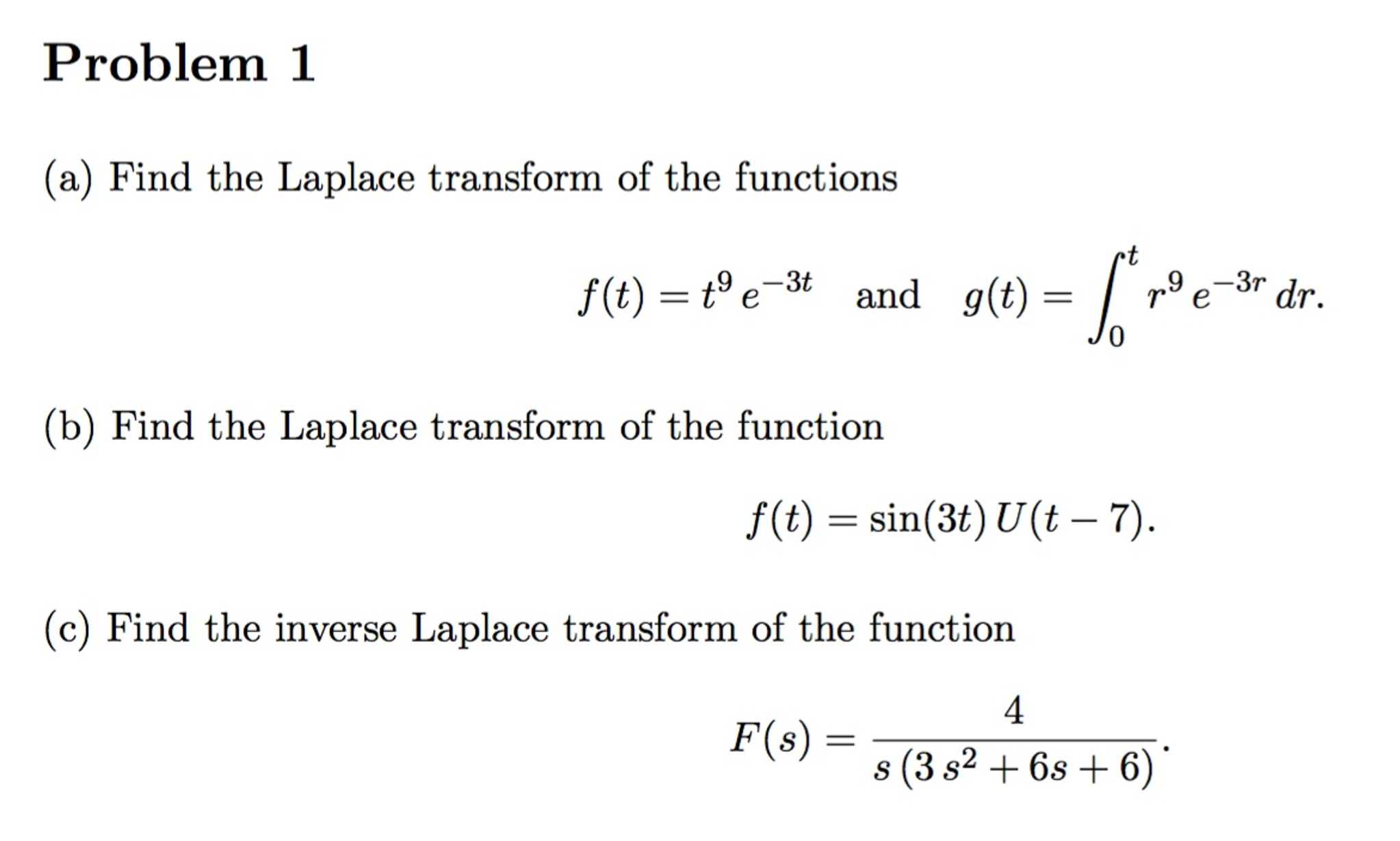 Solved Find The Laplace Transform Of The Functions F T