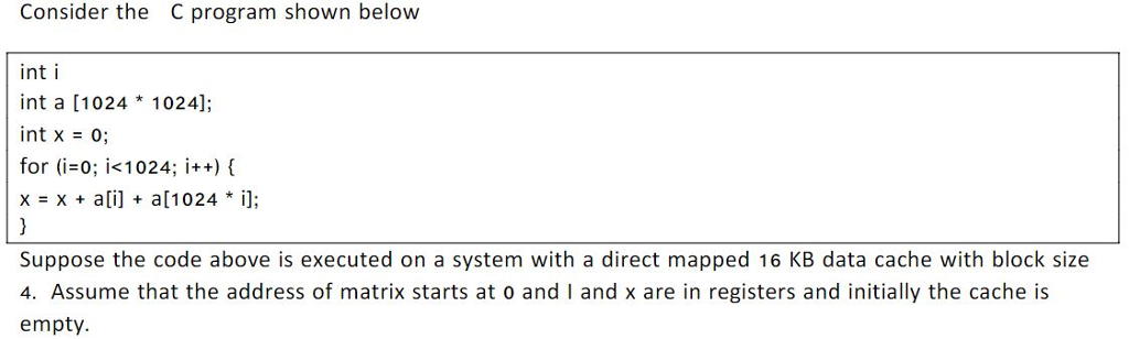 Consider the C program shown below int i int a [1024 | Chegg.com