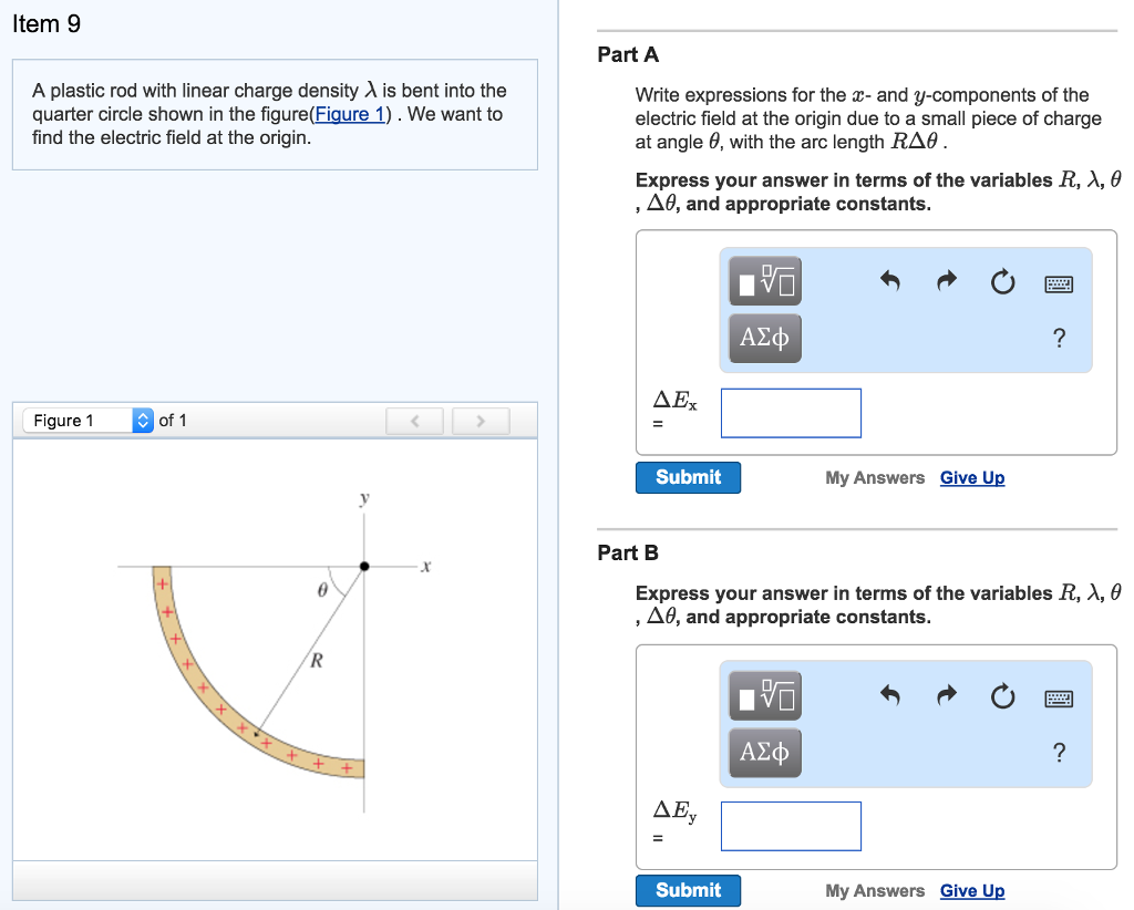 Solved A plastic rod with linear charge density lambda is