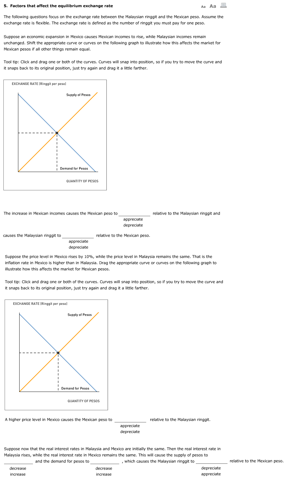 Solved Factors That Affect The Equilibrium Exchange Rate Chegg