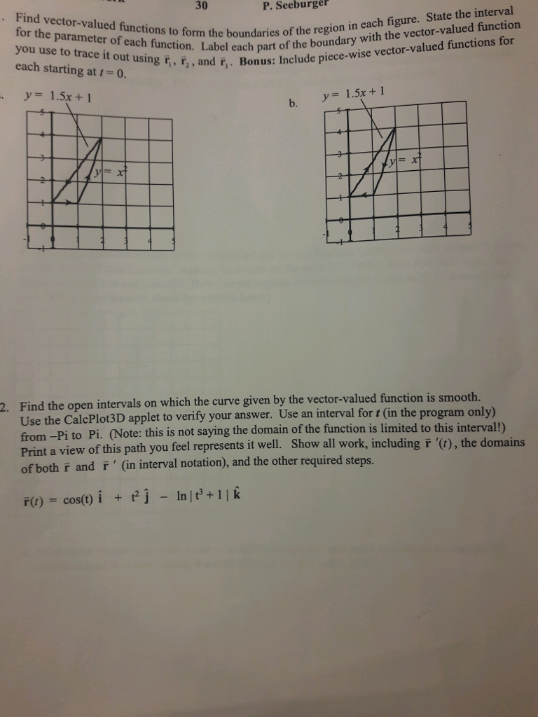 Solved Find Vector Valued Functions To Form The Boundaries