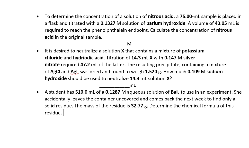 Solved To determine the concentration of a solution of | Chegg.com