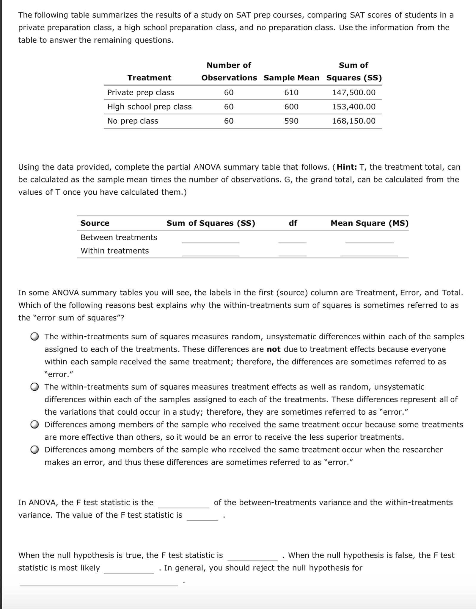 Solved The following table summarizes the results of a study | Chegg.com