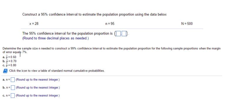 Solved Construct a 95% confidence interval to estimate the | Chegg.com
