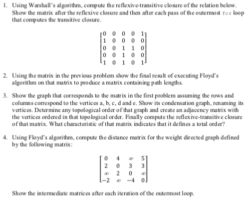 transitive closure of a relation using warshall algorithm