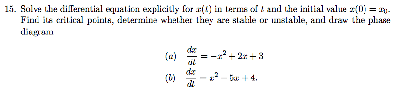 Solved Solve the differential equation explicitly for x(t) | Chegg.com