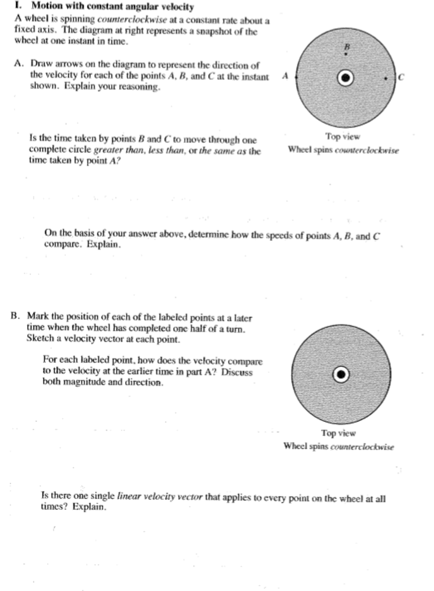 Solved Motion with constant angular velocity A wheel is | Chegg.com
