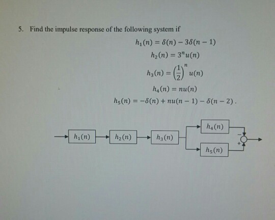 Solved 5. Find the impulse response of the following system | Chegg.com