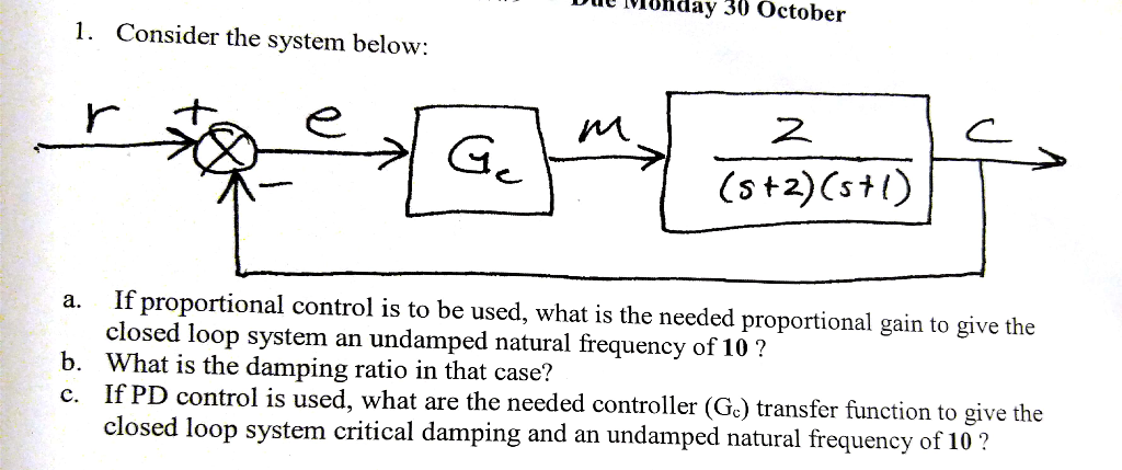 Solved a . If proportional control is to be used what is Chegg