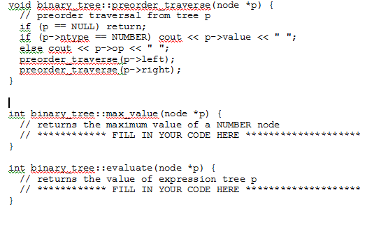 Solved Implement in C++ please. fill in the code where it | Chegg.com