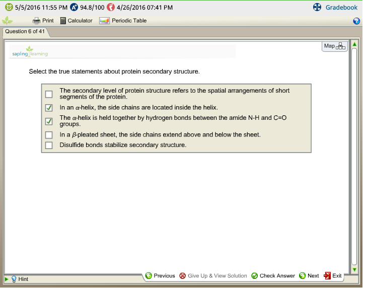 Solved Select The True Statements About Protein 