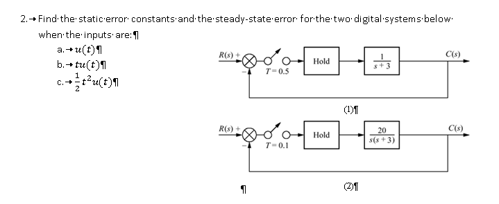 Solved 2→ Find-the static.error constants, and, | Chegg.com