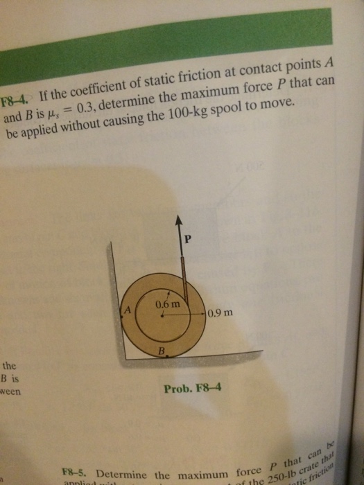 Solved If the coefficient of static friction at contact
