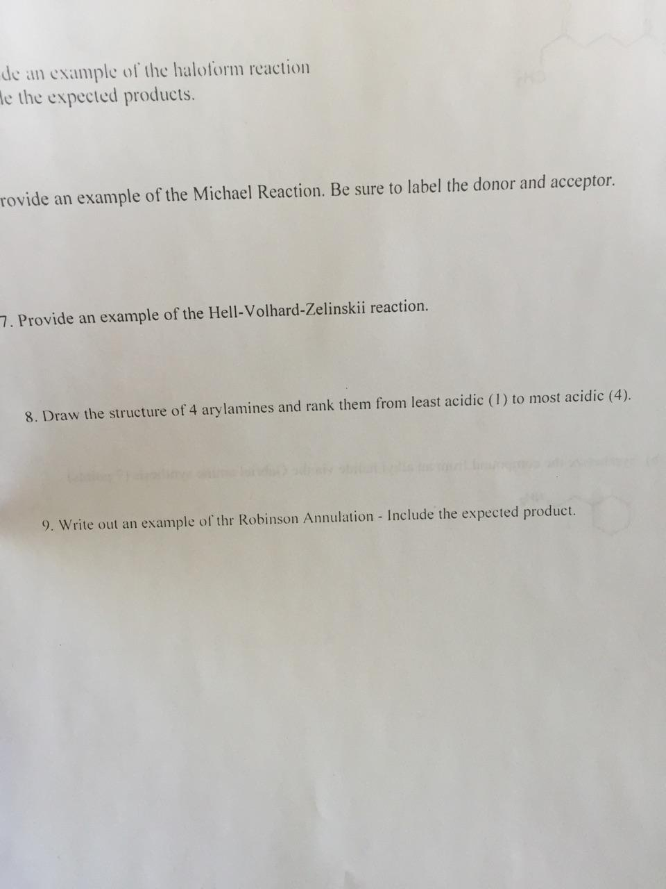 Solved Provide an example of the Michael Reaction. Be sure | Chegg.com