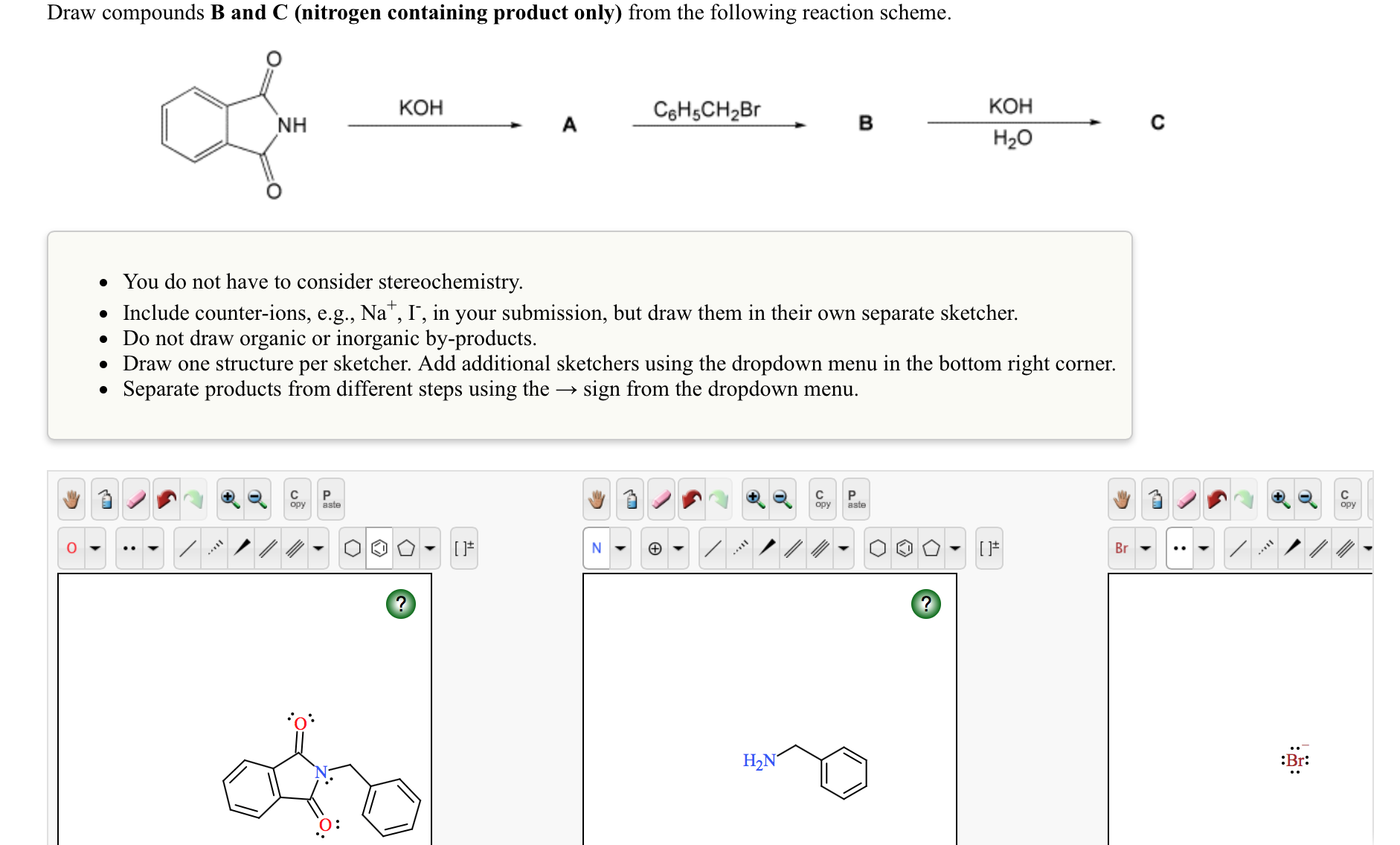 Solved Draw compounds B and C (nitrogen containing product | Chegg.com