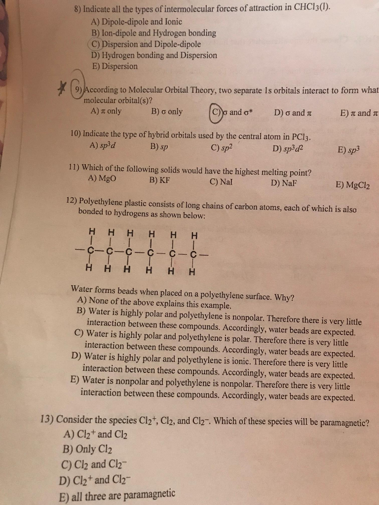 Solved: 8) Indicate All The Types Of Intermolecular Forces... | Chegg.com