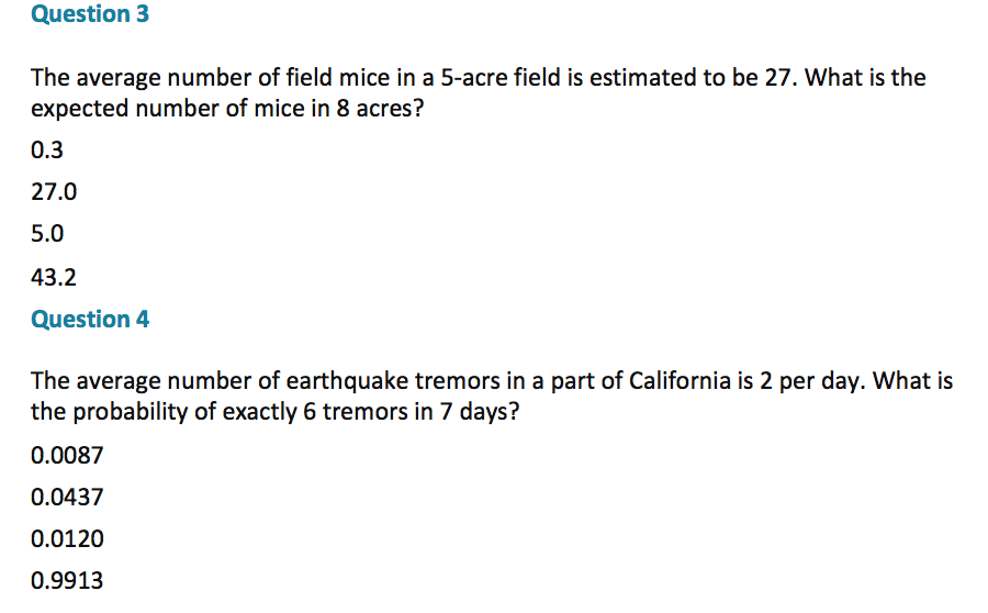 Solved Question 3 The average number of field mice in a