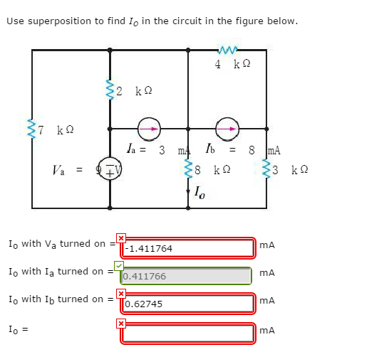 Solved Use superposition to find Io in the circuit in the | Chegg.com