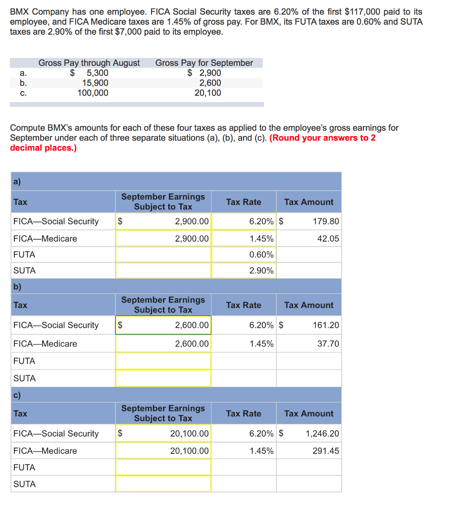 Solved BMX Company has one employee. FICA Social Security