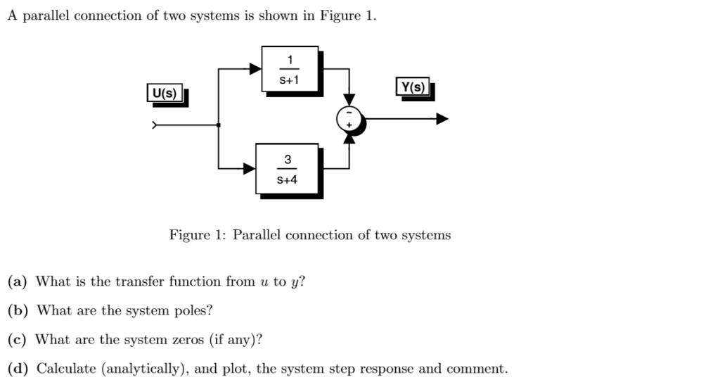 Solved A parallel connection of two systems is shown in