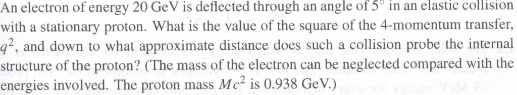Solved collision An electron of energy 20 GeV is deflected | Chegg.com