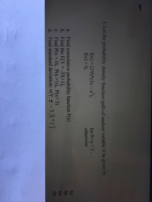 Solved Let the probability density function (pdf)_ of random | Chegg.com