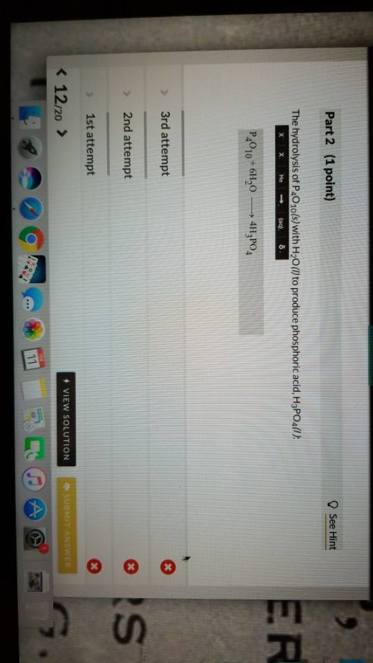 Solved 12 Question (2 points) a See page 927 Balance the | Chegg.com