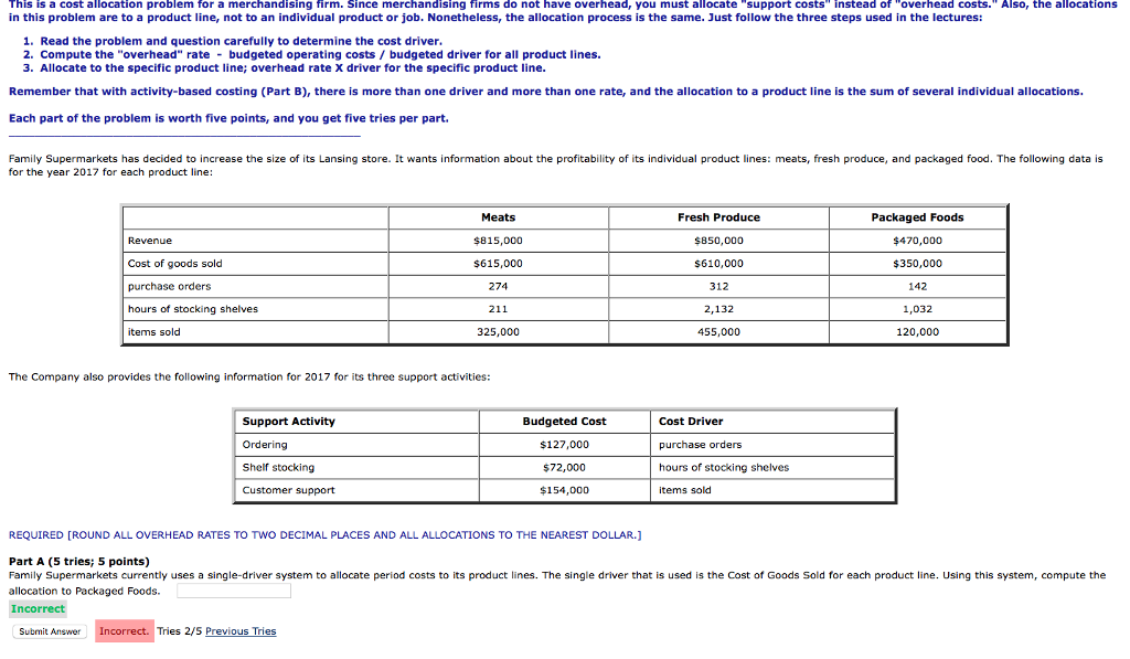 Solved This is a cost allocation problem for a merchandising