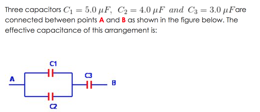 Solved Three Capacitors C1 = 5.0 MuF, C2 = 4.0 MuF And C3 = | Chegg.com