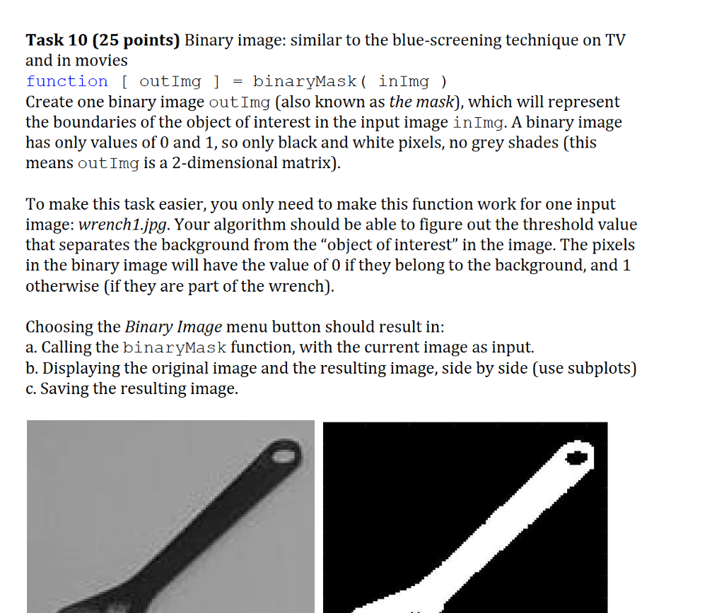 Solved Task 10 (25 points) Binary image: similar to the | Chegg.com