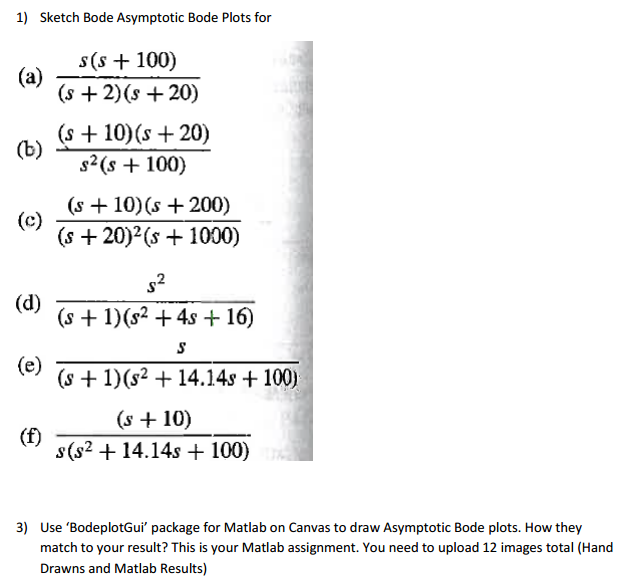 Solved Sketch Bode Asymptotic Bode Plots for (a) s (s + | Chegg.com
