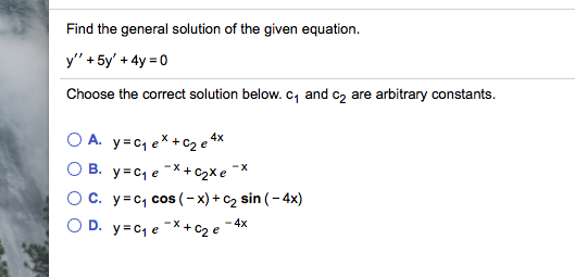 Solved Find the general solution of the given equation | Chegg.com