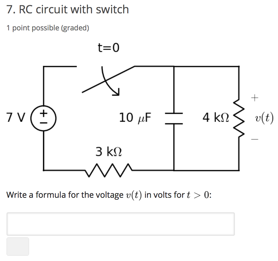Solved RC circuit with switch 1 point possible (graded)
