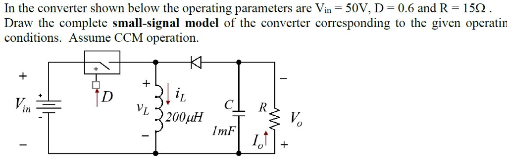 Solved In the converter shown below the operating parameters | Chegg.com