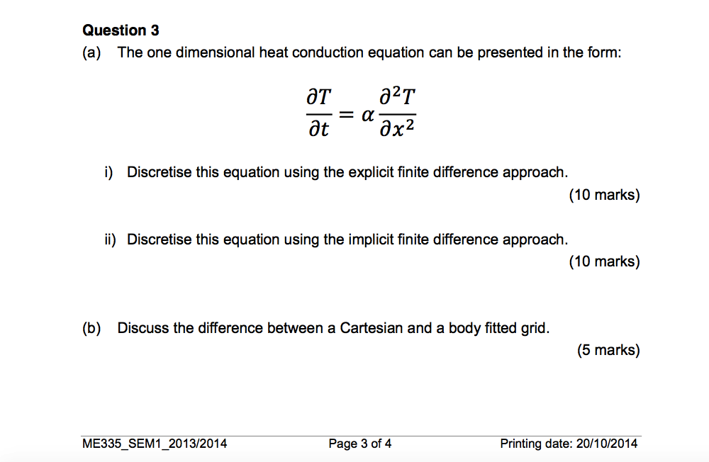 Heat Conduction Equation One Dimensional