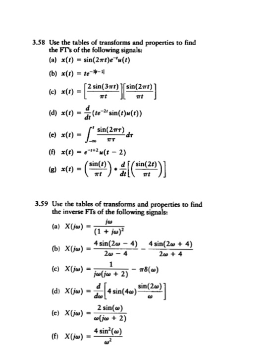 Solved Use the tables of transforms and properties to find | Chegg.com