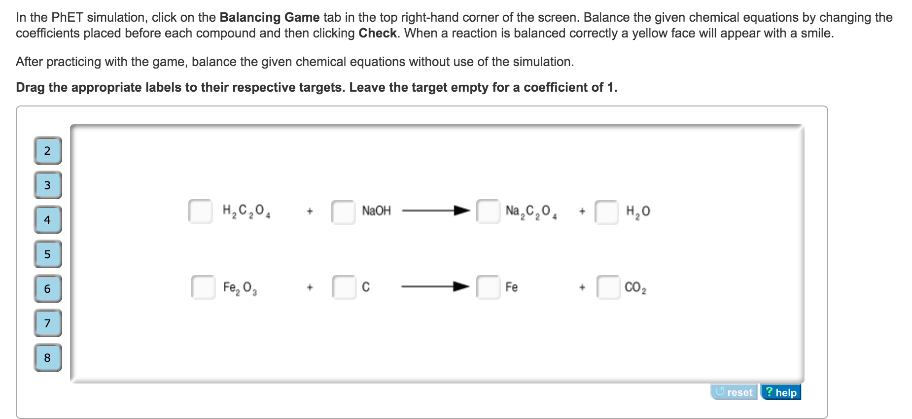 I need help writing chemical equations