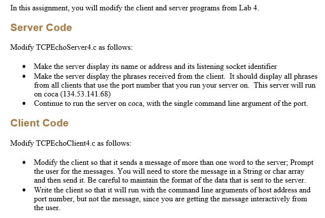 In this assignment, you will modify the client and | Chegg.com